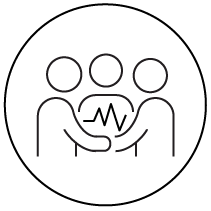 icon Family with heartbeat graph icon