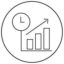 icon Image depicting a clock and upward graph