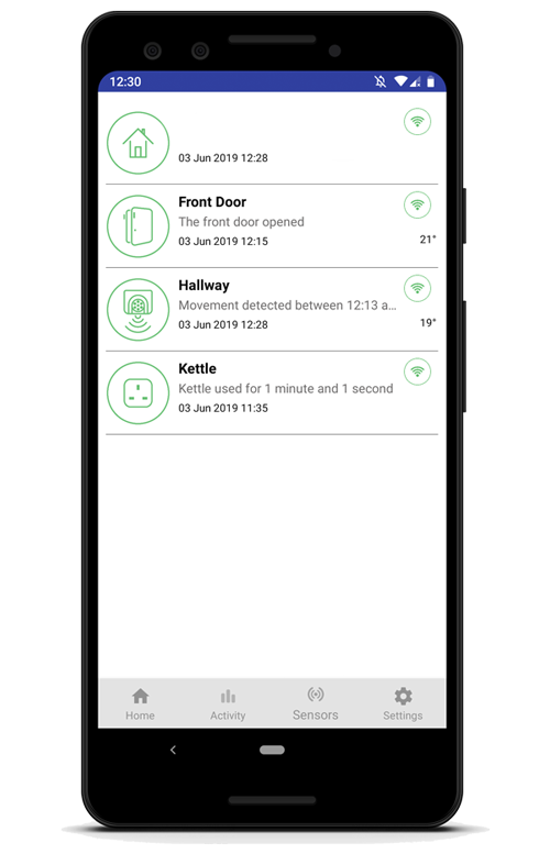 phone The Howz app showing energy use from a smart meter